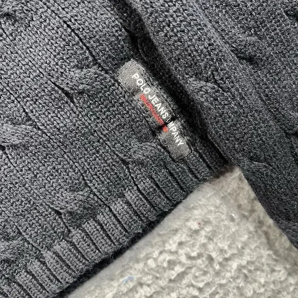 Polo Jeans Co Ralph Lauren Cable Knit Sweater Women Small Black Cotton 90s Y2K - Picture 3 of 8